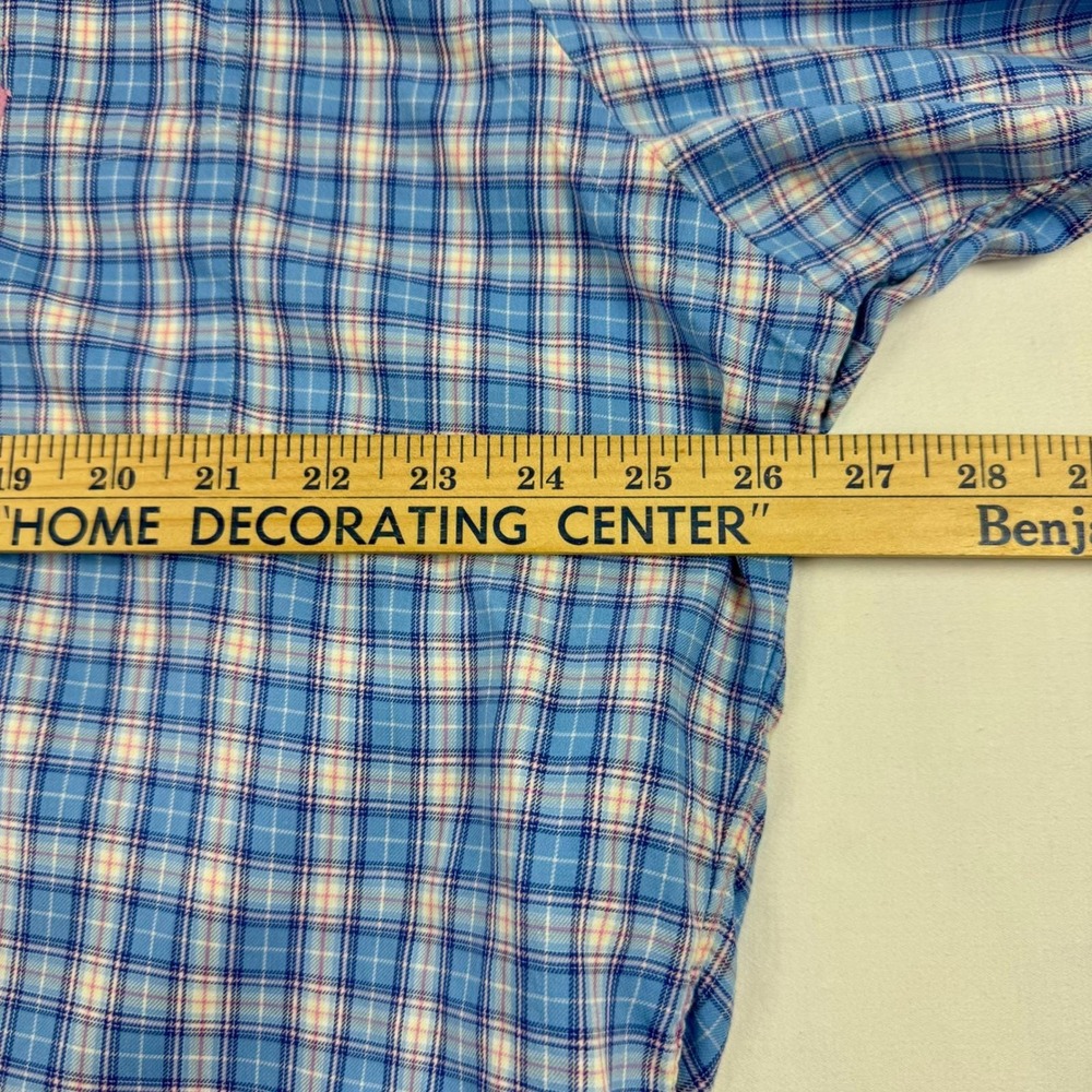 Y2K Ralph Lauren Blake XL Blue‎ Plaid Button Down Pink Blue Cotton Pony - Picture 8 of 10